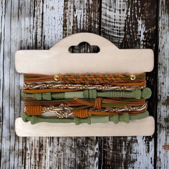 NWT Wool + Pepper Co. Stackable Hair Tie Bracelets (6 bracelet set) - Picture 2 of 4